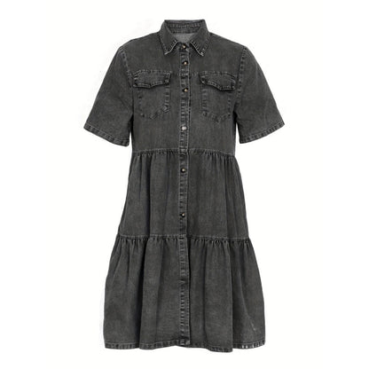 ✨👗 Vestido midi jeans feminino elegante e confortável para o verão