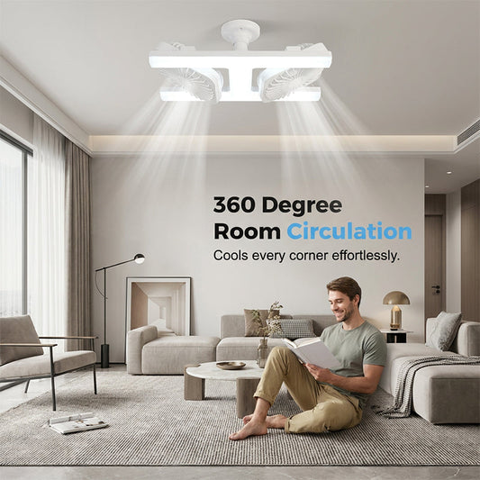✨💡 Ventilador de teto duplo LED E27 – iluminação + ventilação potente 2 em 1