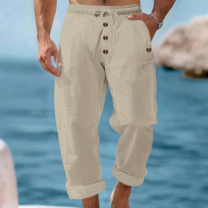 ☀️👖 Calça de linho masculina casual – leve, fresca e confortável para o verão
