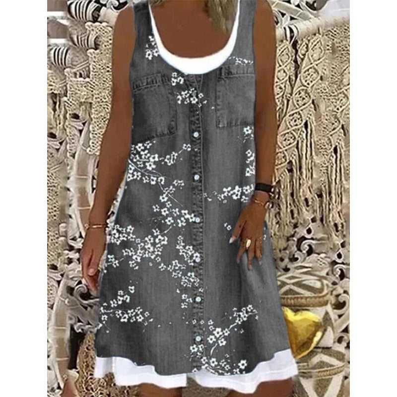 ✨👗 Conjunto feminino jeans falso 2 em 1: estilo moderno e conforto para o dia a dia