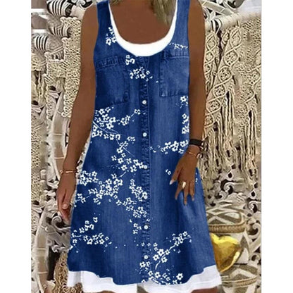 ✨👗 Conjunto feminino jeans falso 2 em 1: estilo moderno e conforto para o dia a dia