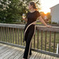 ✨👗 Conjunto feminino 2 peças canelado elegante com calça flare moderno e estiloso