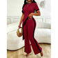 ✨👗 Conjunto feminino 2 peças canelado elegante com calça flare moderno e estiloso