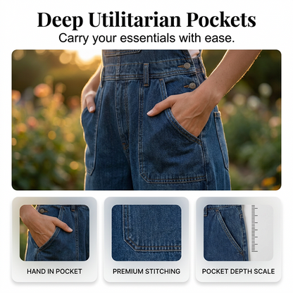 ✨👖 Macacão jeans vintage feminino confortável e estiloso para uso diário