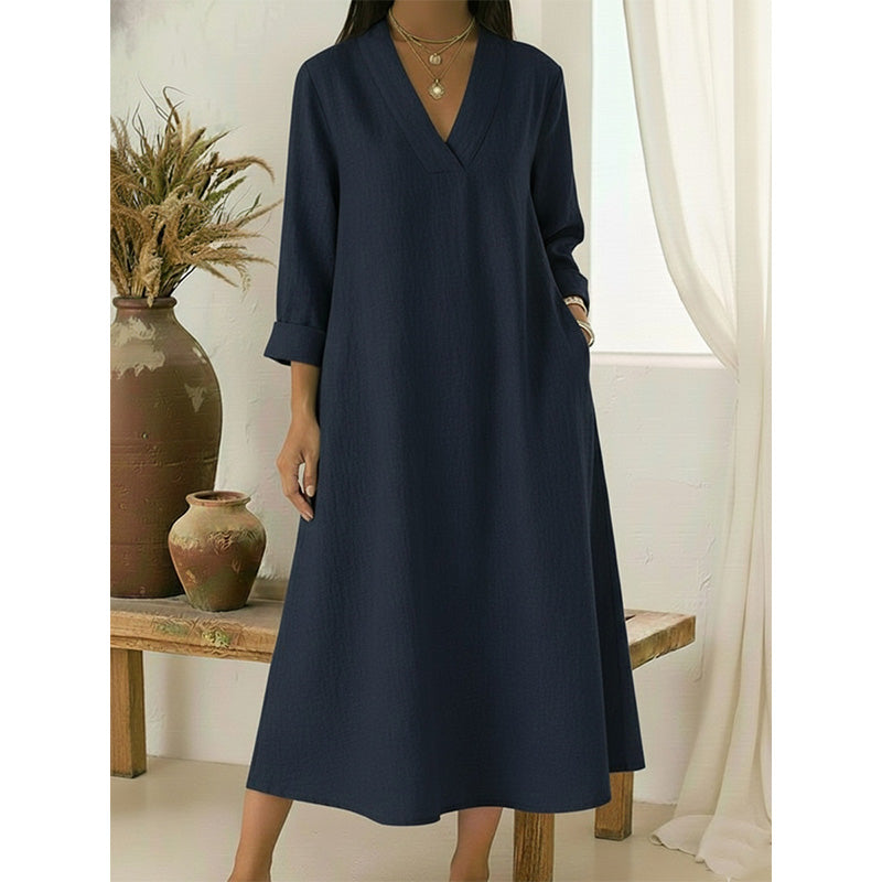✨👗 Vestido de algodão e linho feminino – leve, elegante e respirável