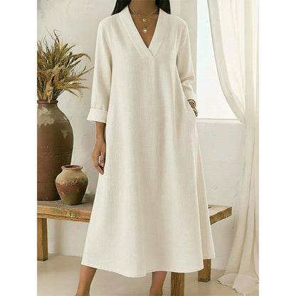✨👗 Vestido de algodão e linho feminino – leve, elegante e respirável