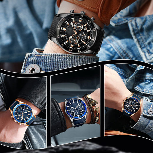 ✨⌚ Relógio masculino de quartzo à prova d’água elegante e multifuncional