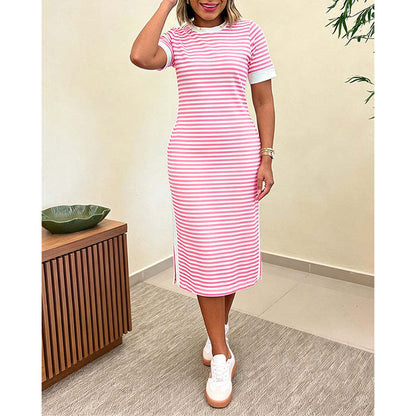 ✨👗 Vestido midi listrado feminino – leve, elegante e perfeito para o verão