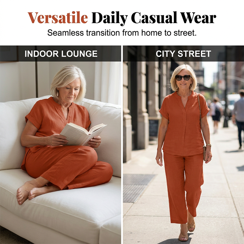 🌿☀️ Conjunto feminino de verão 2 peças – leve, elegante e confortável para viagens