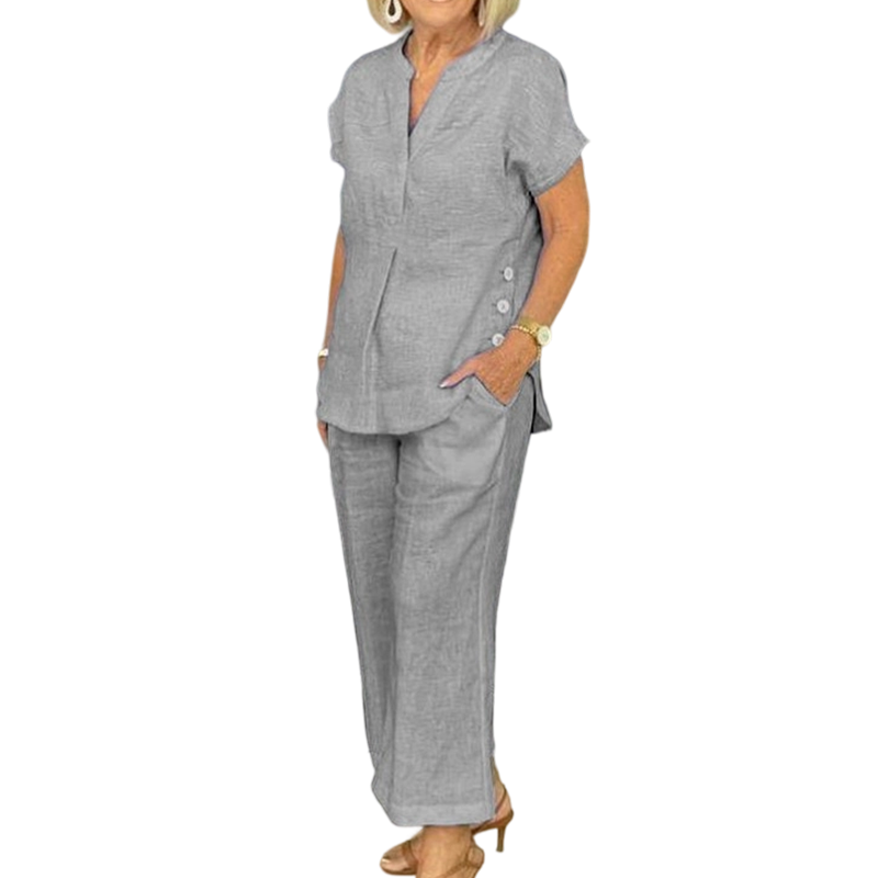 🌿☀️ Conjunto feminino de verão 2 peças – leve, elegante e confortável para viagens