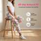 🌸👖 Calça feminina casual com estampa floral vibrante e cintura ajustável confortável