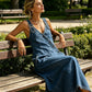 ✨👗 Vestido jeans maxi feminino elegante – conforto, estilo e caimento perfeito