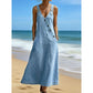 ✨👗 Vestido jeans maxi feminino elegante – conforto, estilo e caimento perfeito