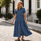 ✨👗 Vestido maxi jeans vintage feminino – elegante, confortável e versátil
