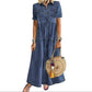 ✨👗 Vestido maxi jeans vintage feminino – elegante, confortável e versátil