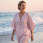 🌿👗 Conjunto feminino listrado de linho 2 peças – leve, elegante e confortável