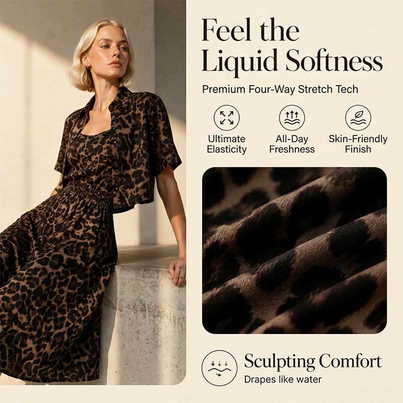 🐆👗 Conjunto feminino 2 peças estampa de leopardo – elegante e moderno
