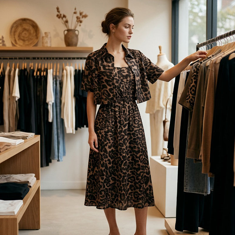 🐆👗 Conjunto feminino 2 peças estampa de leopardo – elegante e moderno