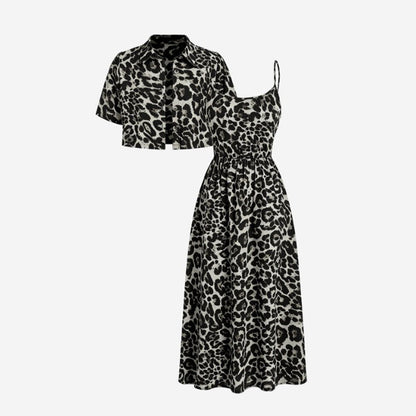 🐆👗 Conjunto feminino 2 peças estampa de leopardo – elegante e moderno