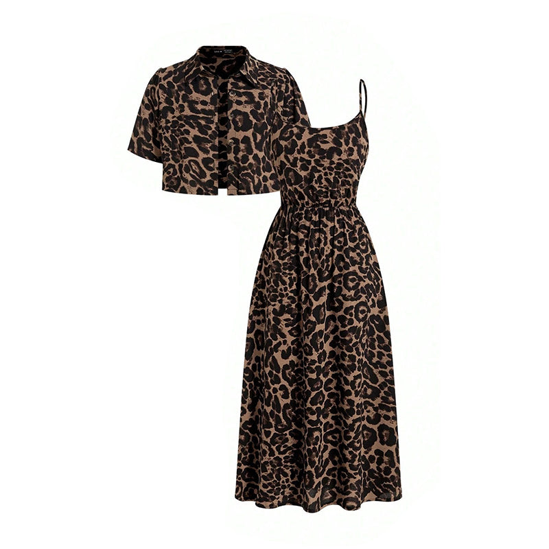 🐆👗 Conjunto feminino 2 peças estampa de leopardo – elegante e moderno