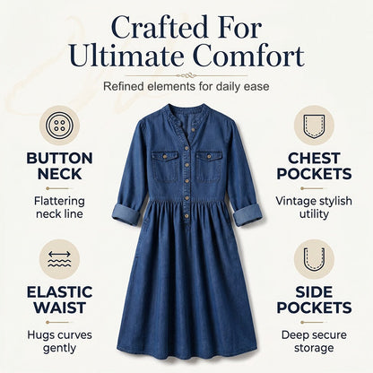 👗💙 Vestido longo jeans plus size com botões – conforto e estilo para todas as ocasiões
