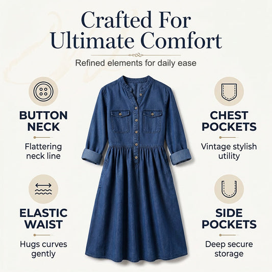 👗💙 Vestido longo jeans plus size com botões – conforto e estilo para todas as ocasiões