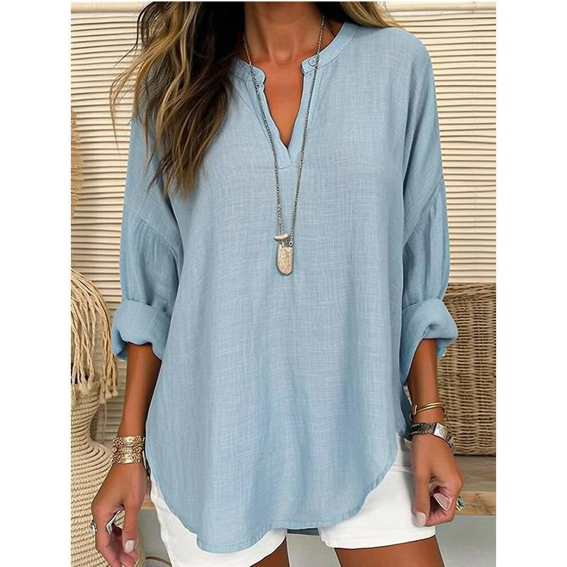 👚✨ Blusa feminina respirável com decote em V – conforto e estilo para o dia a dia