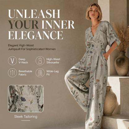 ⌛👗 Macacão Feminino Elegante Estampado com Decote em V – Conforto, Estilo e Sofisticação para Todas as Ocasiões