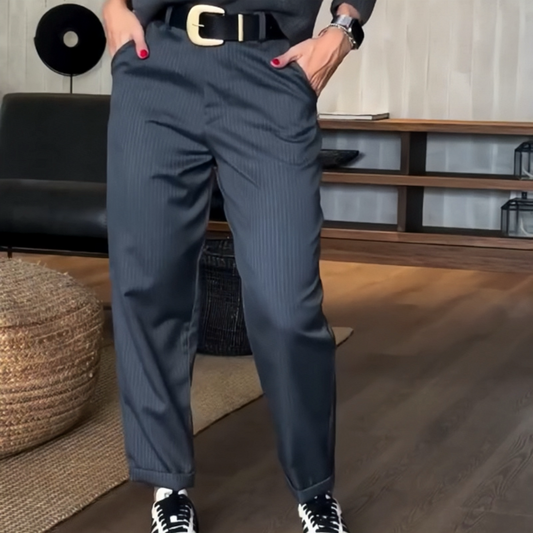 Calça Blazer Feminina Casual de Cintura Alta e Corte Reto