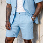 👔✨ Conjunto Masculino Casual Elegante de 2 Peças – Blazer de Manga Curta + Shorts