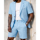 👔✨ Conjunto Masculino Casual Elegante de 2 Peças – Blazer de Manga Curta + Shorts