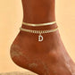 ✨💎 Tornozeleiras Femininas Douradas com Inicial Delicada em Camadas – Elegância, charme e estilo em cada detalhe