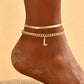 ✨💎 Tornozeleiras Femininas Douradas com Inicial Delicada em Camadas – Elegância, charme e estilo em cada detalhe