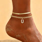 ✨💎 Tornozeleiras Femininas Douradas com Inicial Delicada em Camadas – Elegância, charme e estilo em cada detalhe