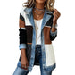 🧥✨ Jaqueta Feminina de Tricô com Patchwork de Jeans – Conforto, estilo moderno e caimento elegante