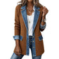 🧥✨ Jaqueta Feminina de Tricô com Patchwork de Jeans – Conforto, estilo moderno e caimento elegante