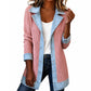 🧥✨ Jaqueta Feminina de Tricô com Patchwork de Jeans – Conforto, estilo moderno e caimento elegante