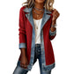 🧥✨ Jaqueta Feminina de Tricô com Patchwork de Jeans – Conforto, estilo moderno e caimento elegante