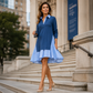 👗✨ Vestido Feminino 2 em 1 com Gola Listrada – Elegância em camadas com conforto para todos os dias