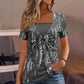 🐆✨ Camiseta Feminina com Estampa de Leopardo e Detalhe O-Ring – Estilo Moderno com Visual de Duas Peças