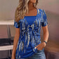 🐆✨ Camiseta Feminina com Estampa de Leopardo e Detalhe O-Ring – Estilo Moderno com Visual de Duas Peças