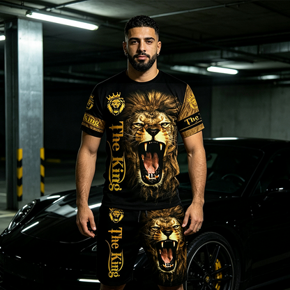 👕🔥 Conjunto Masculino de 2 Peças com Estampa 3D – Camiseta + Shorts leves, confortáveis e cheios de estilo