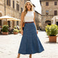 👗✨ Saia Longa Jeans Feminina – Cintura alta e corte A que valoriza a silhueta com estilo elegante