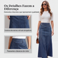 👗✨ Saia Longa Jeans Feminina – Cintura alta e corte A que valoriza a silhueta com estilo elegante