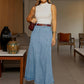 👗✨ Saia Longa Jeans Feminina – Cintura alta e corte A que valoriza a silhueta com estilo elegante
