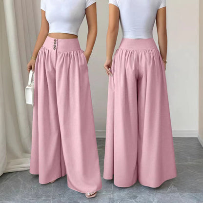 👖✨ Calça Feminina de Cintura Alta e Perna Larga – Caimento fluido, silhueta elegante e conforto para o dia todo