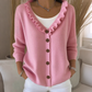🔥👗 50% OFF! Cardigan de Tricô com Gola Babado Feminino – Elegante, Macio e Aconchegante