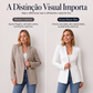 🔥👔 50% OFF! Blazer Feminino com Gola V e Um Botão – Elegante, Slim e Confortável
