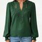 Blusa Feminina de Renda com Decote V