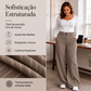 Calça Flare Feminina Listrada de Cintura Alta
